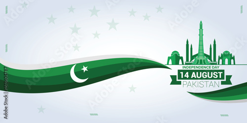 Pakistan independance day in landscape, social media poster and flyer design template,