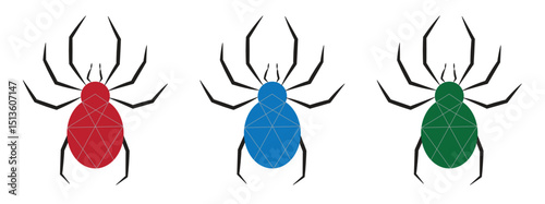 set of spider vector icon
