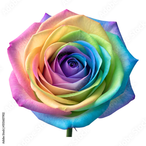 Multicolored rose flower isolated on transparent background