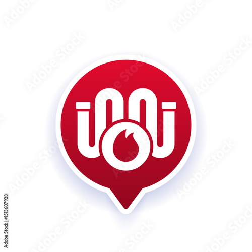 hot water pipe icon, vector pictogram