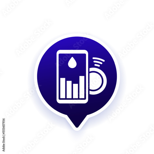 continuous glucose monitoring vector icon with smart phone