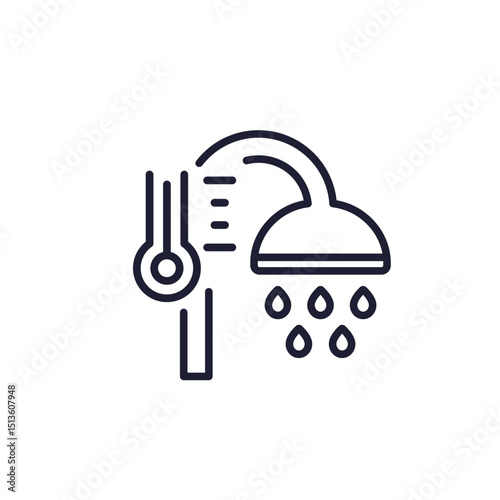 hot shower icon, line vector design
