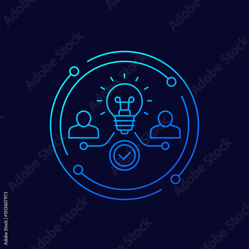 Idea and people icon, linear design