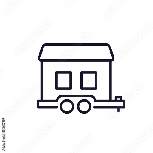 mobile home line icon, house on wheels