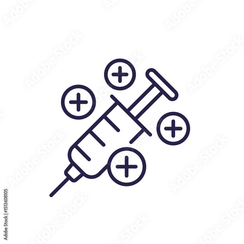 vaccine booster line icon with a syringe