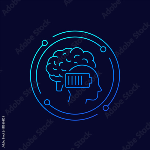 brain or mental energy icon, linear design