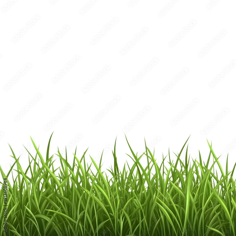 Fototapeta premium Vibrant Green Grass Field Isolated on Transparent Background for Graphic Designers and Projects