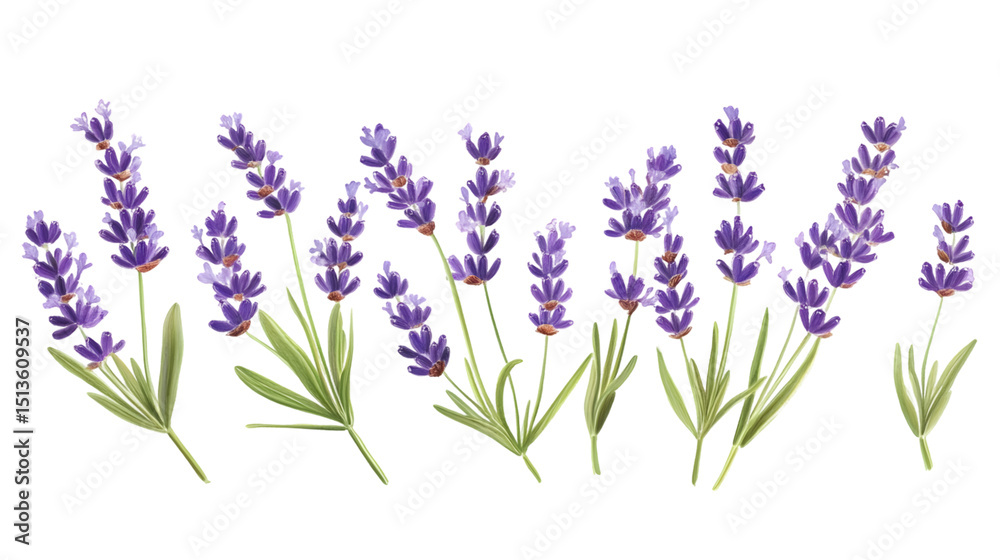 Naklejka premium Beautiful Lavender Flowers Isolated on Tranasparent Background for Elegant Designs