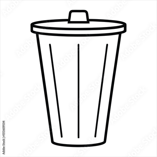  Line art of a trash bin.