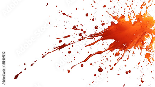 Ketchup Splatter on Blank Surface Isolated on Tranasparent Background