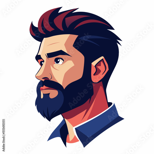 World Beard Day Vector Set - Beard Icons, Grooming Tools, Male Profile on White Background