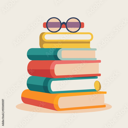 Read a Book Day Vector Set - Open Book, Reader Silhouette, Stacked Books Icons on White Background