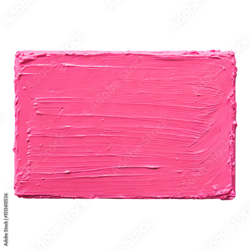 Textured pink painted square with brushstrokes isolated on transparent background