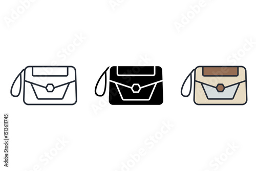 clutch luxury icons isolated on White Background. Flat style design