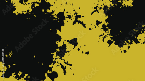 Abstract grunge background with colorful ink splatters and natural leaf patterns