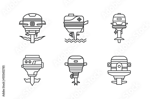 outboard engine icon line art vector illustration