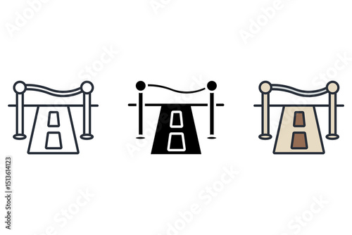 red carpet icons isolated on White Background. Flat style design
