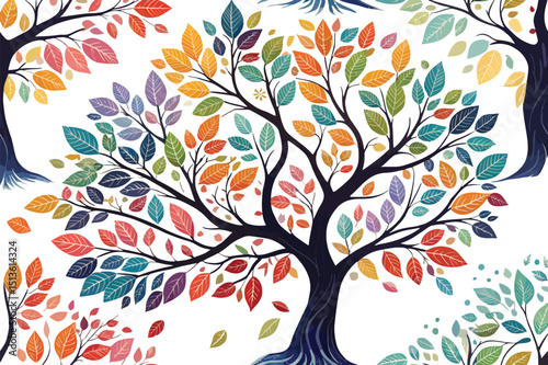 Vibrant Colorful Abstract Tree Illustration A Vivid Autumnal Design