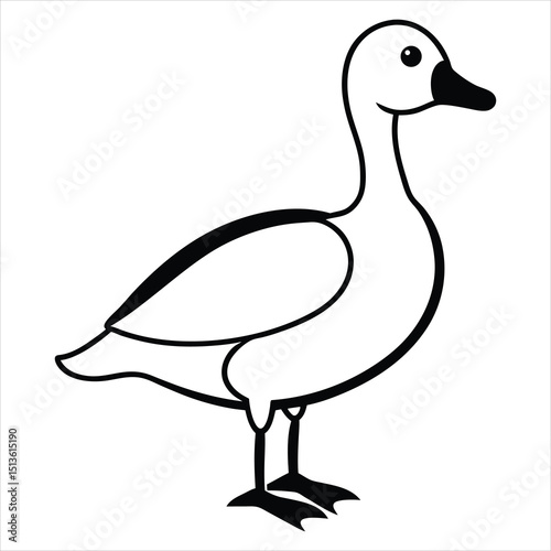 Line art of a duck.