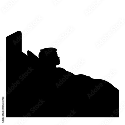 Child sleeping in hospital bed silhouette at night in black and white, pediatric recovery care
