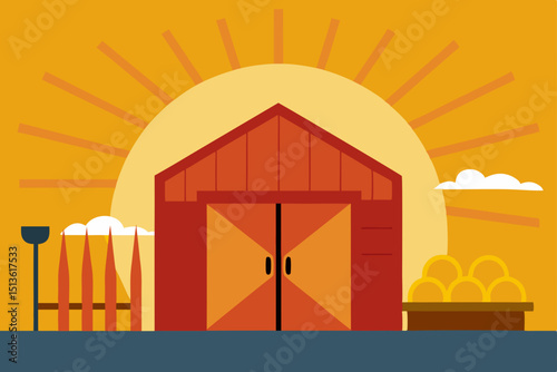 sunshine flooding through an open barn door onto s