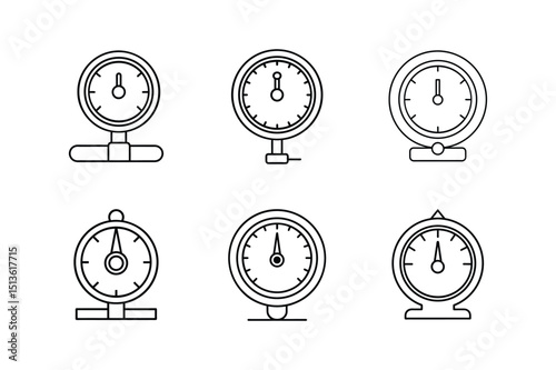 pressure gauge icon line art vector illustration
