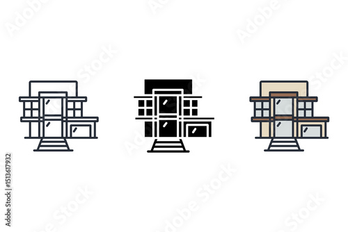luxury villa icons isolated on White Background. Flat style design