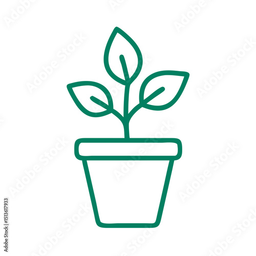 Potted plant icon representing growth and environmental care, minimalist design