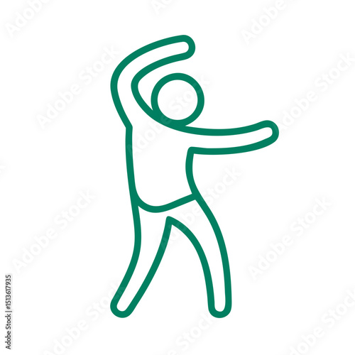 Stretching person icon representing physical activity and wellness, minimalist design
