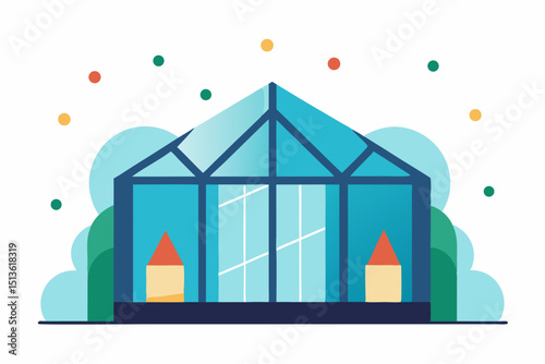 winter greenhouse glowing warmly amidst surroundin