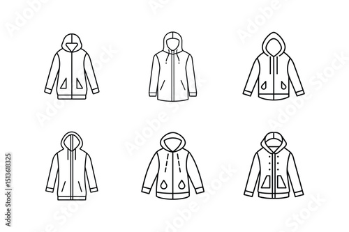 rain jacket line art vector illustration