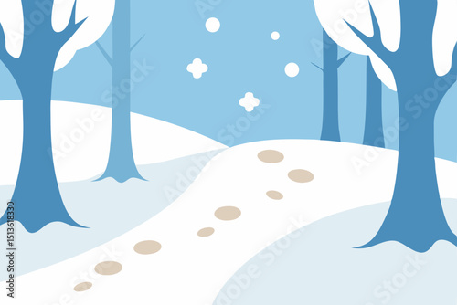 winter forest clearing with snow laden branches 
