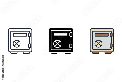 safe vault icons isolated on White Background. Flat style design