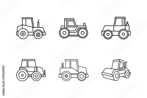 road roller line art vector illustration