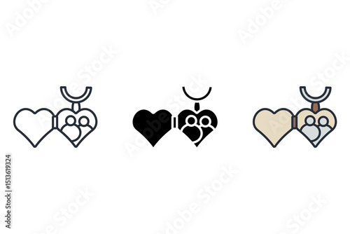 locket icons isolated on White Background. Flat style design