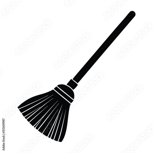 A broom and shovel, essential cleaning tools, isolated on a white background