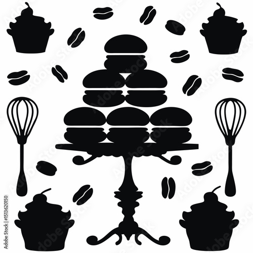 National Chocolate Macaroon Day Silhouette Vector | Sweet Dessert Illustration