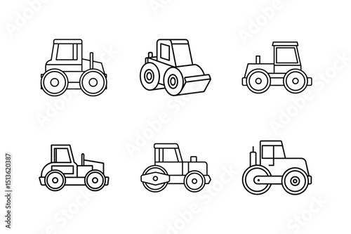 road roller icon line art vector illustration