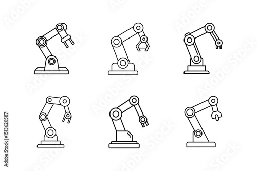 robotic arm line art vector illustration