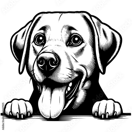 Labrador Retriever Dog Peeking Vector Illustration Isolated on White