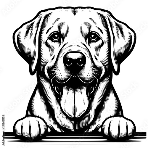 Labrador Retriever Dog Peeking Vector Illustration Isolated on White