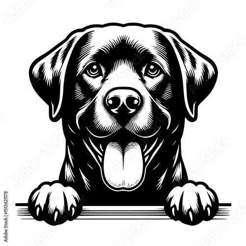 Labrador Retriever Dog Peeking Vector Illustration Isolated on White