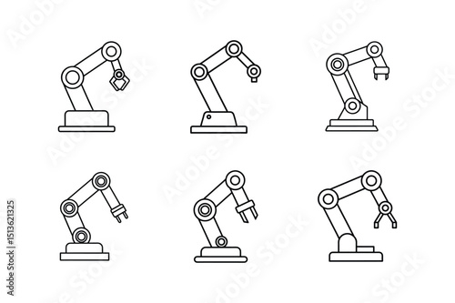 robotic arm icon line art vector illustration