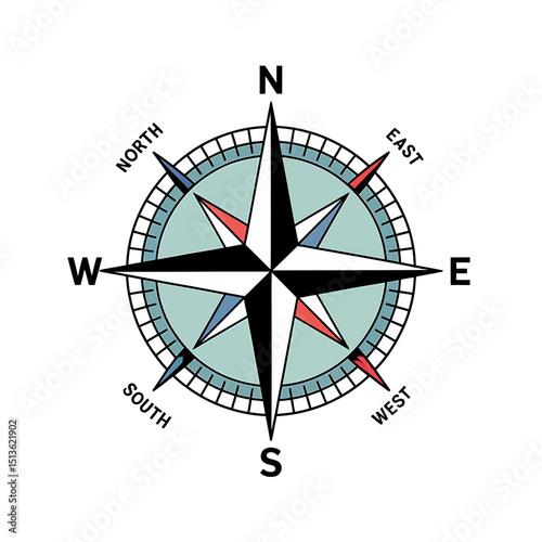 A Colorful Compass Design Guiding Your Way with Vibrant Directions