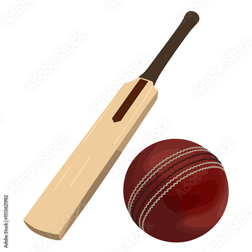 Cricket Bat and Ball A Simple Illustration of Cricket Equipment