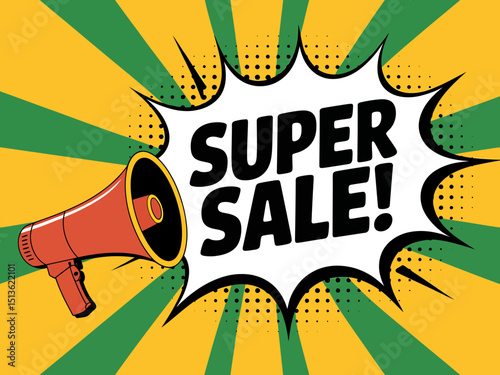 A Vibrant Graphic Featuring a Megaphone Announcing a Super Sale!