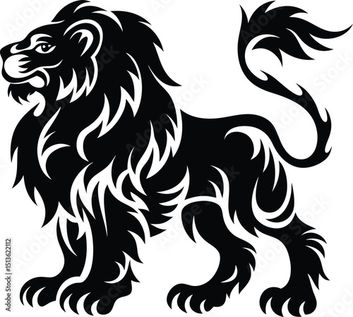 Elegant Black Silhouette of a Majestic Lion in Striking Detail