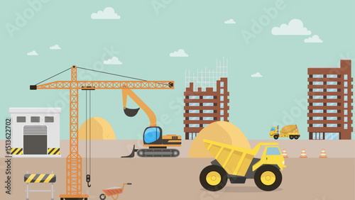 construction site with crane