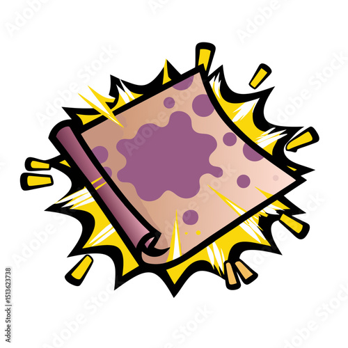 Vector image of a paper blot in pop art comic style on transparent background  