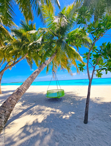 Fototapeta Naklejka Na Ścianę i Meble -  tropical beach with palm trees